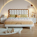 jeaek Modern Minimalist Leather Bed Second Bedroom Wavy Bed Kid Bed Girl Lazy Cream Style 15m Soft Pack Bed image 1