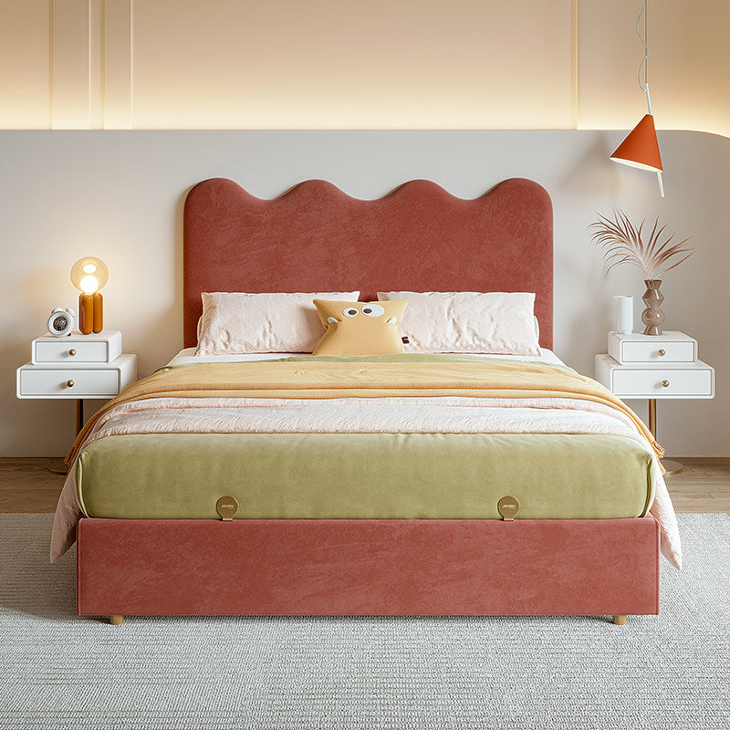 Modern Simple Kids Bed Girls Bedroom Fabric Bed 15m Soft Pack Double Bed 2026 New Cream Wind Cloth Bed image 1