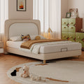 jeek cream style childrens leather art bed simple small size pacifier leather childrens bed boy and girl soft bag single bed image 1