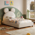 jeek French Cream Mickey Mouse Crib 2026 Double Guardrail Soft Pack Bed Simple Boy Single Bed image 1
