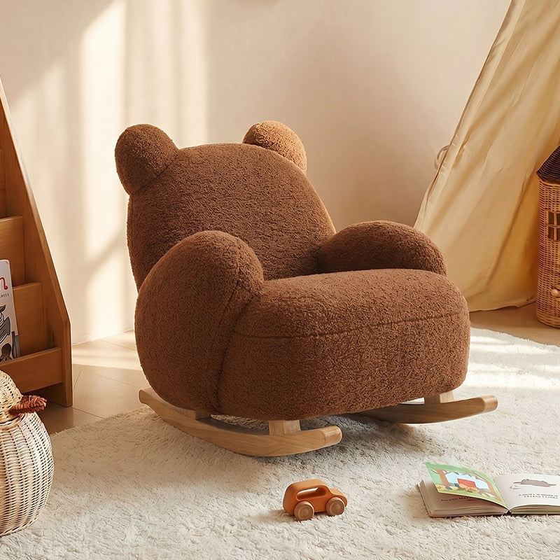 jeaek funny pier bear children rocking chair single child sofa animal with armrest solid wood lounge chair image 1