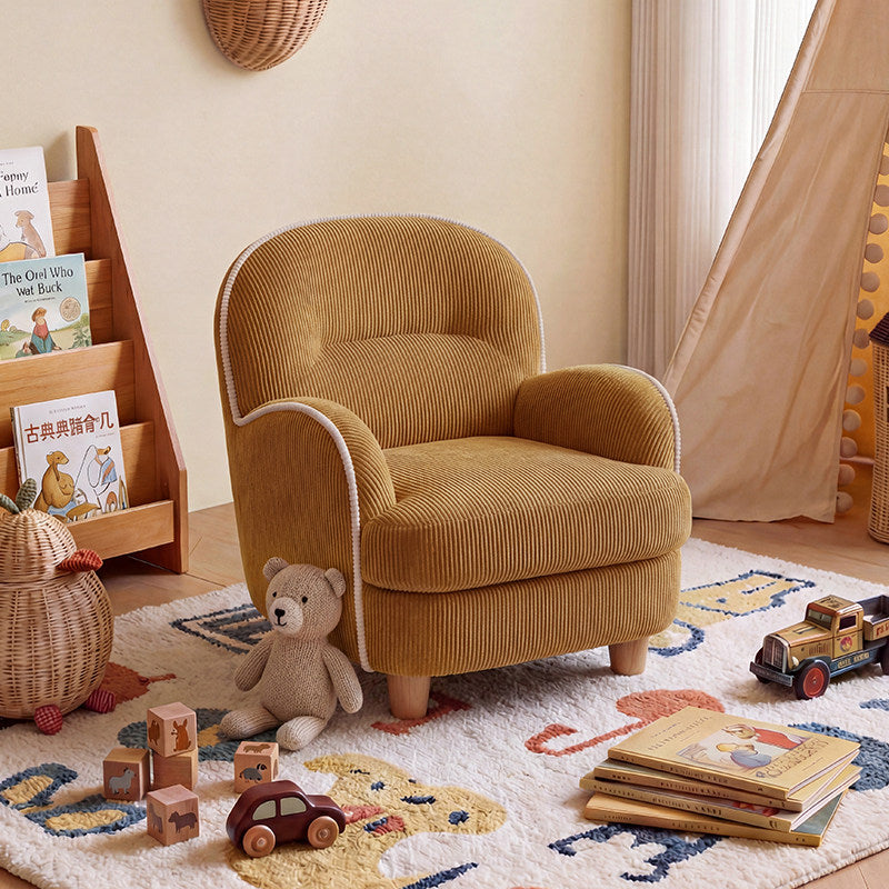 jeaek modern simple fabric childrens sofa chair cute little pudding childrens stool living room bedroom single chair image 1