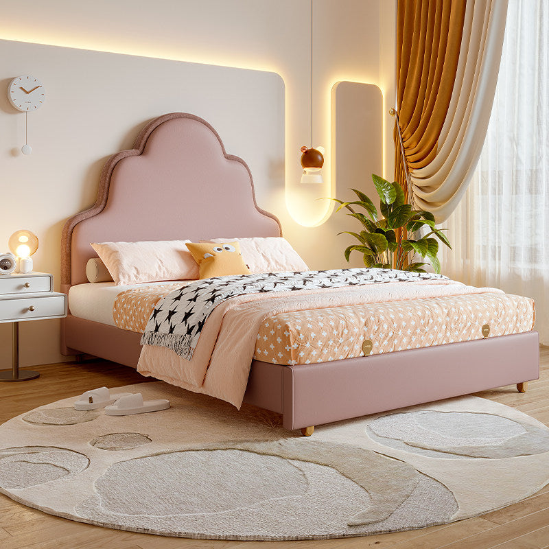 jeaek french cream soft bag bed full edge cloud leather bed simple new children pink castle bed women image 1