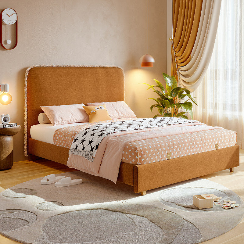 Kids Bed Girls Second Bedroom Fabric Bed French Cream Cotton Linen Soft Wrapped Bed 2026 New 1m 5 Youth Bed image 1