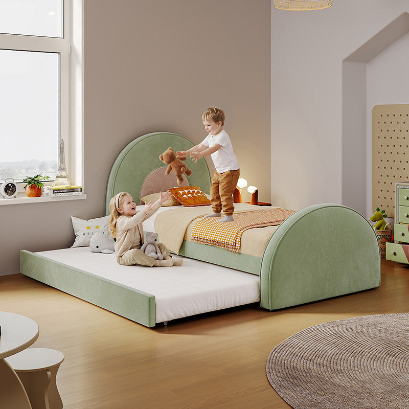 jeek creamstyle fabric submother drag bed with roller sliding bed small household childrens room soft pack bed image 1