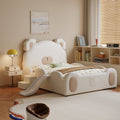 jeek cream leather child bed creative cartoon bear bed boy girl single bed with slide bed image 1